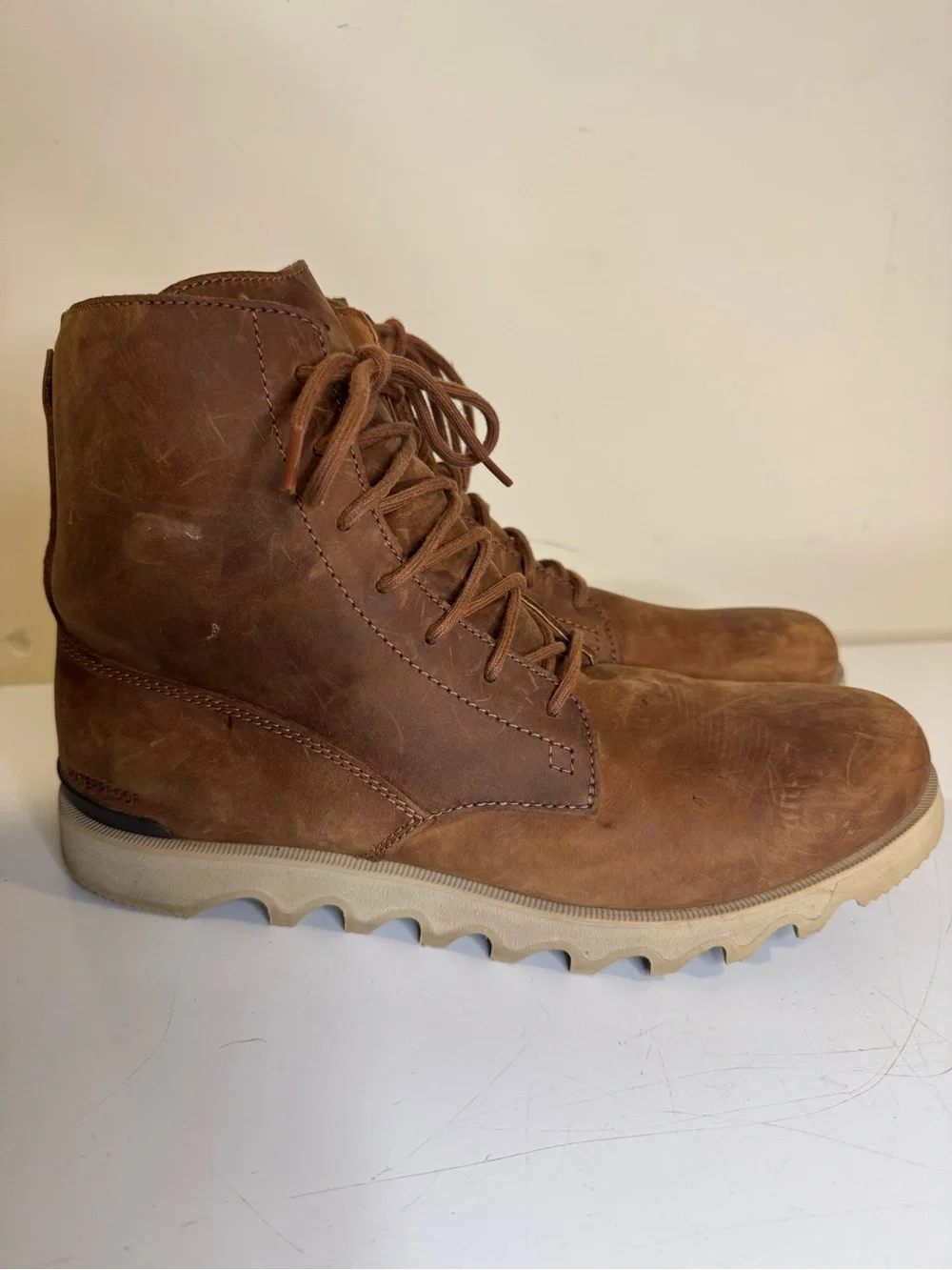 Sorel Kezar Tall Waterproof Men’s Size 12 Brown Leather Boots NM4585-242
